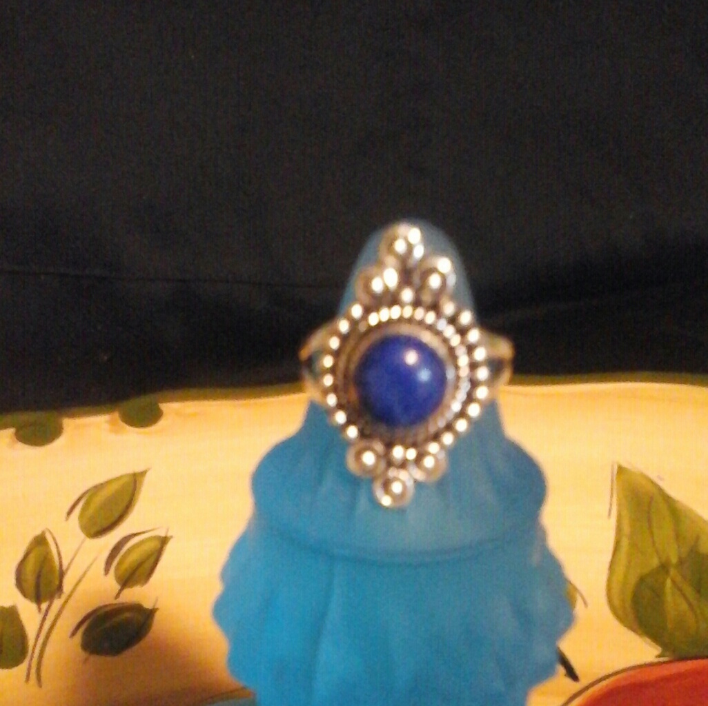 Glamorous!/Blue, Gold Stone/Round/Ring, Sze,7